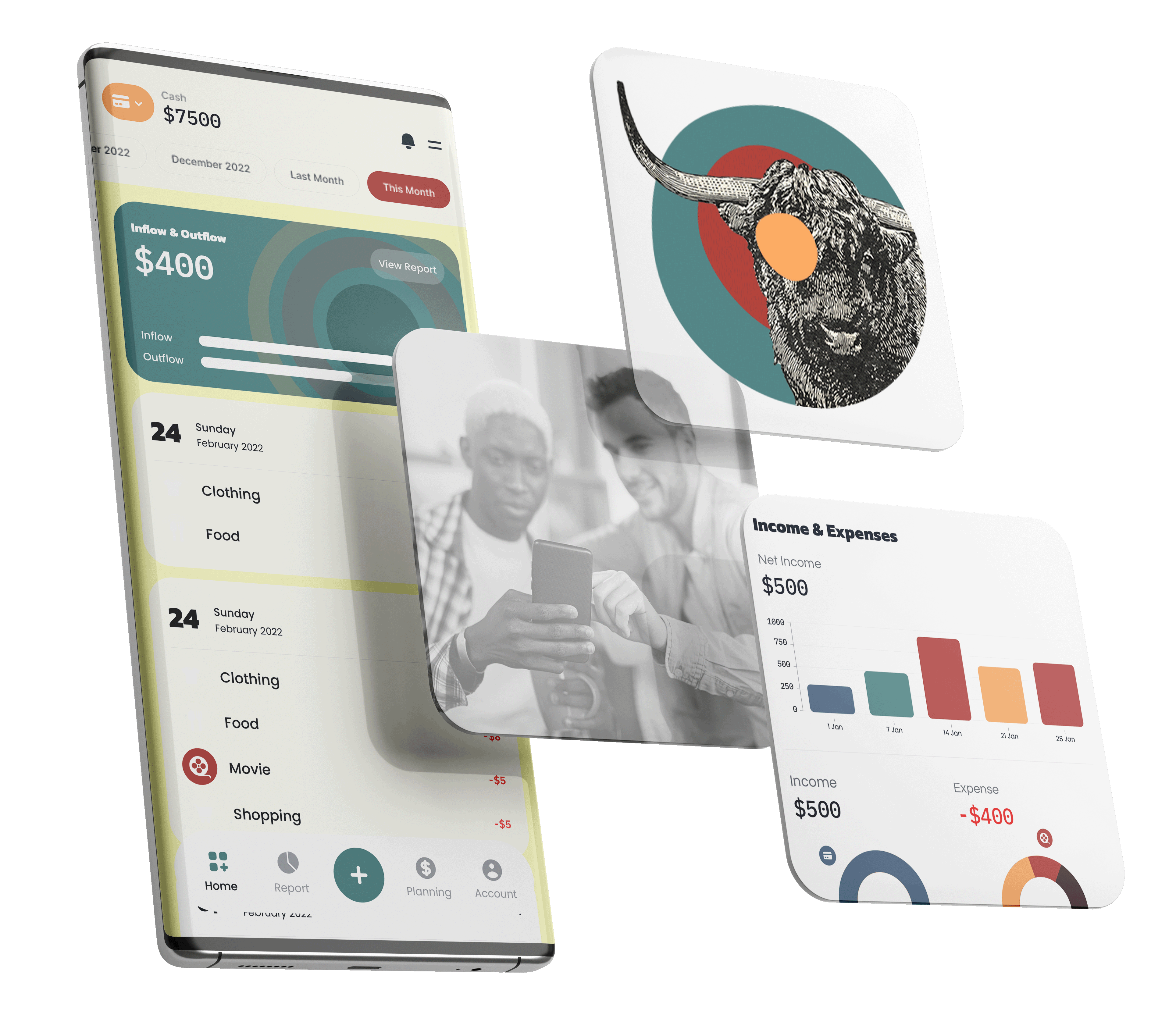 Showing mobile screens